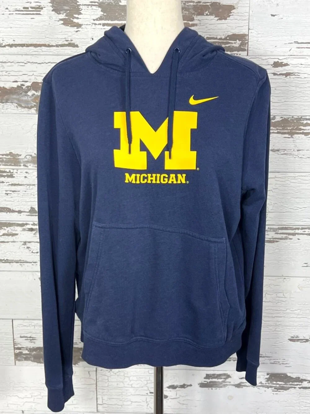 NIKE Pullover Ladies Hoodie Sweatshirt Michigan Wolverines Navy Sz L EUC